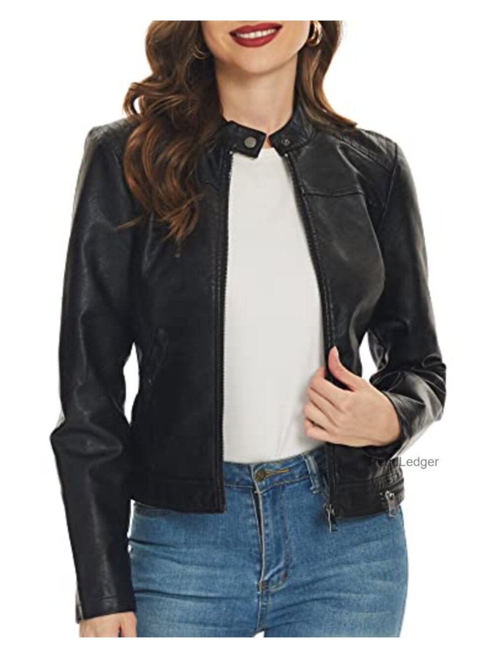 Faux Leather Motorcycle Jacket Women's PU Moto Biker Outwear Coat